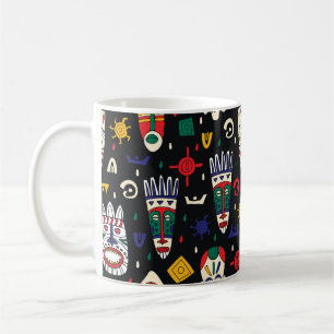 Naadloos patroon afrikaanse stammaskers koffiemok