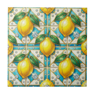 Naadloos patroon Art Deco citroenen en diamanten Tegeltje