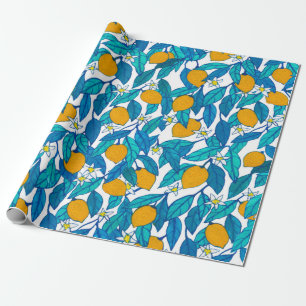 Naadloos patroon. Blooming citroen. Bloemen neroli Cadeaupapier