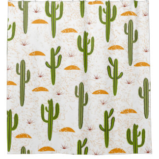 Naadloos patroon, cactus, zandtextuur, Mexicaanse  Douchegordijn