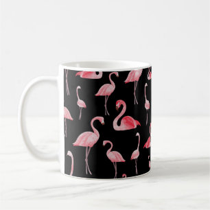 naadloos patroon Cute flamingos op zwart b Koffiemok