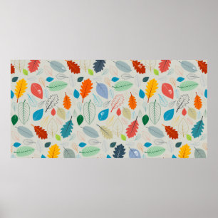 Naadloos patroon - herfst-bladeren illustreren poster