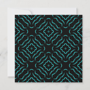 Naadloos patroon in helder turquoise op zwart kaart