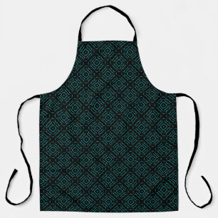 Naadloos patroon in helder turquoise op zwart schort
