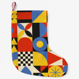 Naadloos patroon in neogeo-stijl. Eenvoudige geome Kleine Kerstsok