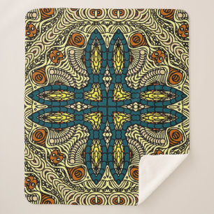 Naadloos  patroon in oosterstijl Bloem Sherpa Deken