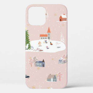 Naadloos patroon Kute kerstmis landschap t iPhone 12 Hoesje