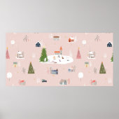 Naadloos patroon Kute kerstmis landschap t Poster (Voorkant)