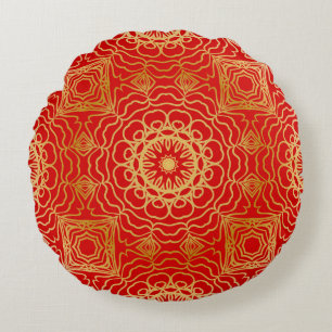Naadloos patroon met abstracte florale en rond kussen