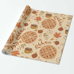Naadloos patroon met appeltaart, appelen en mokken cadeaupapier