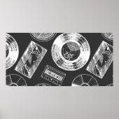 Naadloos patroon met audio- en videodragers. Vi Poster (Voorkant)