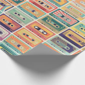 Naadloos patroon met audiocassetbanden in een re cadeaupapier (Hoek)
