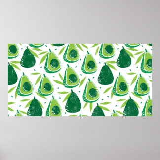 Naadloos patroon met avocado's. Stempel is getextu Poster