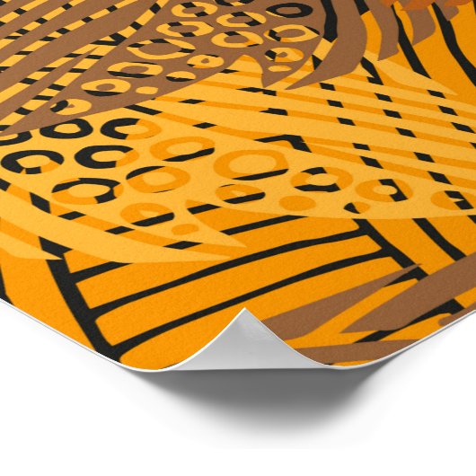 naadloos patroon met bladeren in gele kolom poster (Hoek)