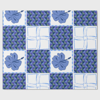 Naadloos patroon met blauwe handgetekende tropisch cadeaupapier