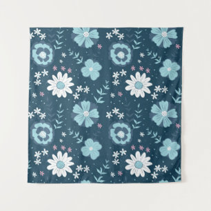 Naadloos patroon met blauwe zomerbloemen in het do wandkleed