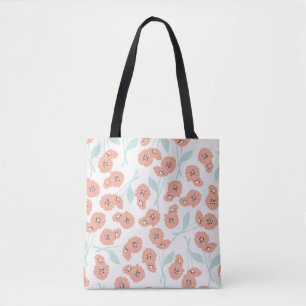 naadloos patroon met bloemen en bloemelementen, draagtas