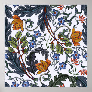 Naadloos patroon met bloemen in de kunstdecostijl. poster