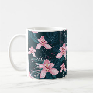 Naadloos patroon met bloemen Orchid, kleurrijke tr Koffiemok