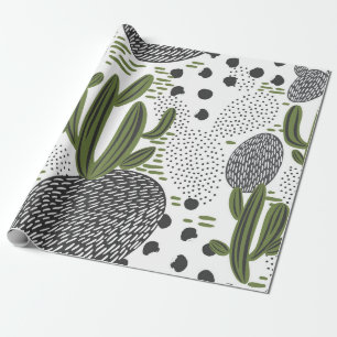 naadloos patroon met cactus op witte achtergrond. cadeaupapier