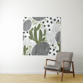 naadloos patroon met cactus op witte achtergrond. wandkleed (In situ)