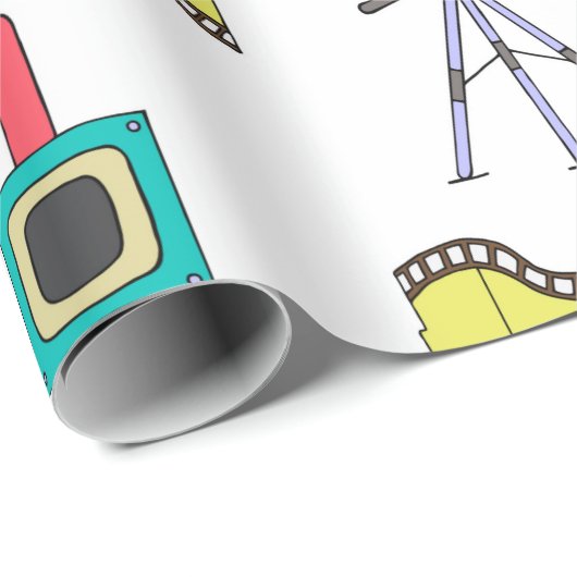 Naadloos patroon met camera's en filmstrips op een cadeaupapier (Rol Hoek)