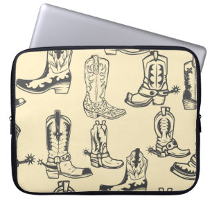 Naadloos patroon met cowboylaarzen, cowboy, cowgir laptop sleeve