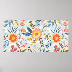  naadloos patroon met de abstracte bloemen poster