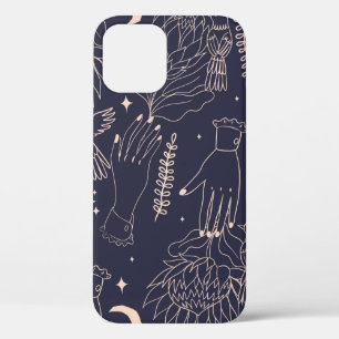 Naadloos patroon met de contouren van de handen, v iPhone 12 hoesje