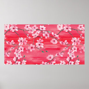 Naadloos patroon met de prachtige Cherry bloesem Poster