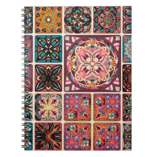 Naadloos patroon met decoratieve mandalas. Vintage Notitieboek