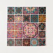 Naadloos patroon met decoratieve mandalas. Vintage Wandkleed (Voorkant (horizontaal))