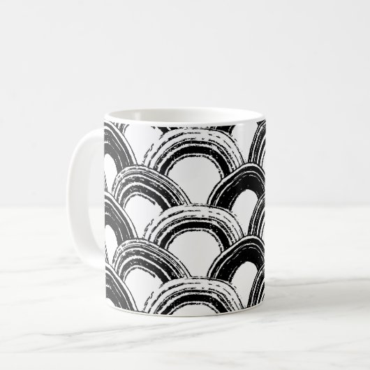 naadloos patroon met droog penseel gebogen str koffiemok (Voorkant links)