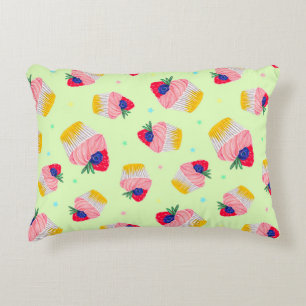 Naadloos patroon met een cupcake met aardbeien accent kussen