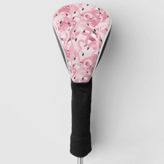 naadloos patroon met exotische roze flamingvogels golfheadcover