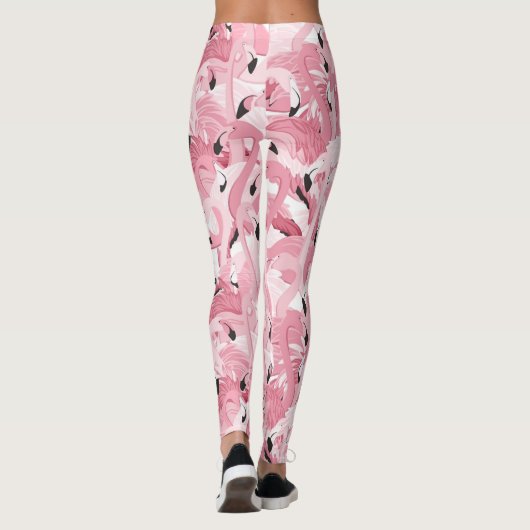 naadloos patroon met exotische roze flamingvogels leggings (Achterkant)