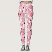 naadloos patroon met exotische roze flamingvogels leggings (Voorkant)