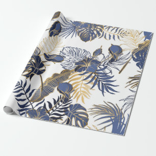 Naadloos patroon met exotische tropische bladeren. cadeaupapier