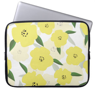 Naadloos patroon met felgele bloemen laptop sleeve