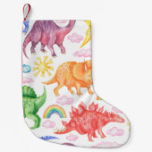 Naadloos patroon met gekleurde dinosaurussen, rege kleine kerstsok (Voorkant)