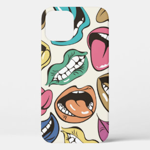 naadloos patroon met gekleurde lippen met verschil iPhone 12 hoesje