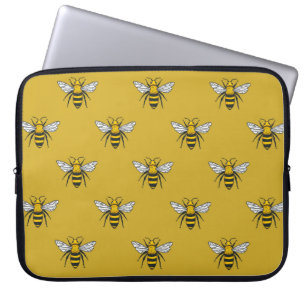 naadloos patroon met gele bijen. Handdra Laptop Sleeve