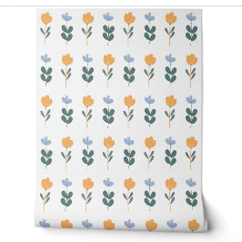 Naadloos patroon met gele en blauwe bloemen behang