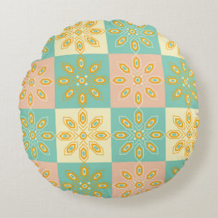 Naadloos patroon met geometrische bloemmotieven rond kussen