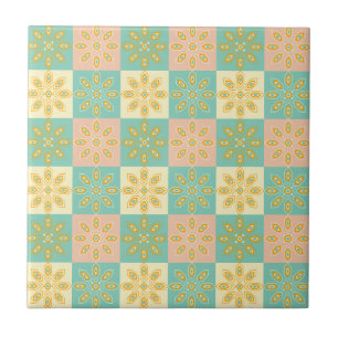 Naadloos patroon met geometrische bloemmotieven tegeltje