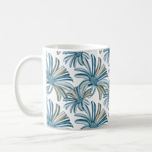 Naadloos patroon met gerbera-bloemen.  bac koffiemok (Links)