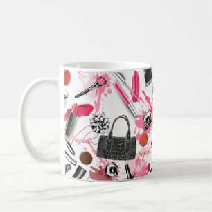 Naadloos patroon met geverfde make-up koffiemok