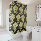 naadloos patroon met gouden bloem op bl douchegordijn (In situ)