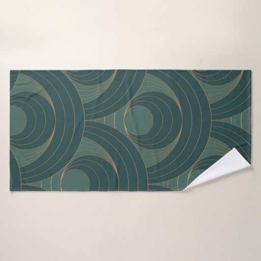 Naadloos patroon met gouden en groene cirkels op badhanddoek (Badhanddoek)