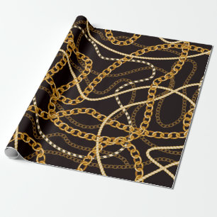 Naadloos patroon met gouden ketens. cadeaupapier